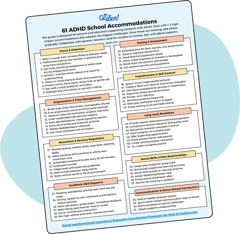61 ADHD Accommodations Cheat Sheet